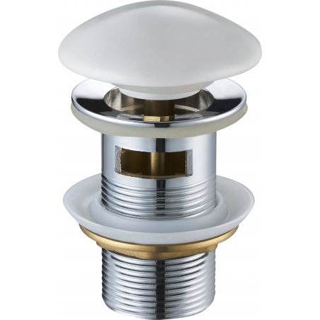 Mexen bouchon rond clic-clack avec trop-plein, Blanc céramique - 79920-25