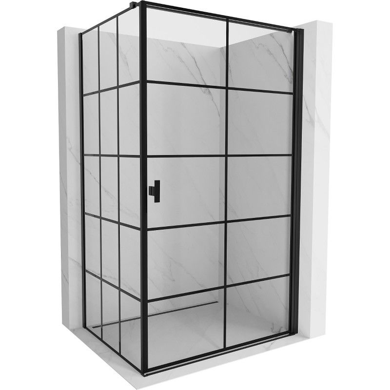 Mexen Mist-B cabine de douche pivotante droite 70 x 95 cm, grille noire, noire - 8A2T-070-095-70-77-P