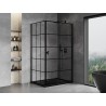 Mexen Mist-B cabine de douche pivotante droite 100 x 95 cm, grille noire, noir - 8A2T-100-095-70-77-P
