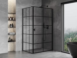 Mexen Mist-B cabane de douche pivotante droite 70 x 110 cm, grille noire, noir - 8A2T-070-110-70-77-P