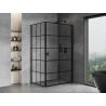 Mexen Mist-B cabine de douche pivotante droite 90 x 110 cm, quadrillage noir, noir - 8A2T-090-110-70-77-P