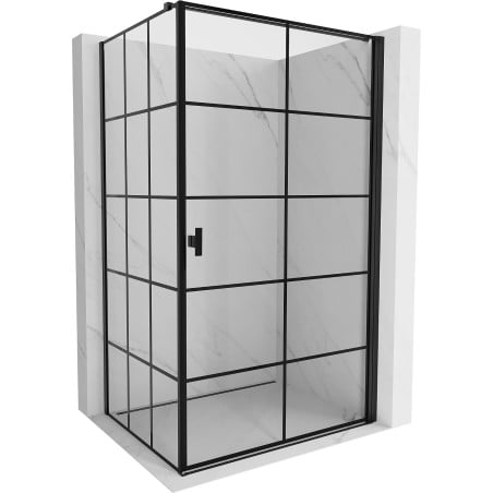 Mexen Mist-B cabine de douche pivotante droite 100 x 120 cm, grille noire, noir - 8A2T-100-120-70-77-P