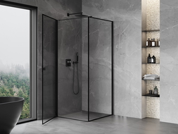 Mexen Mist-B cabine de douche avec porte battante gauche 70 x 70 cm, cadre noir, noir - 8A2T-070-070-70-70-L