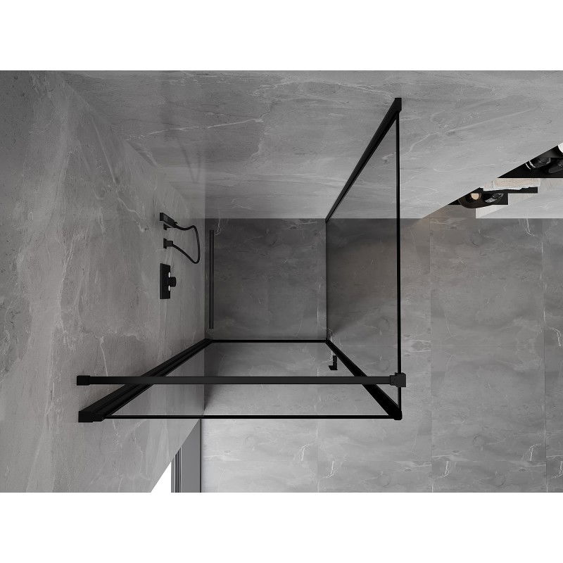 Mexen Mist-B cabine de douche pivotante gauche 80 x 80 cm, cadre noir, noir - 8A2T-080-080-70-70-L