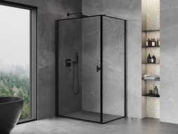 Mexen Mist-B cabine de douche pivotante gauche 100 x 90 cm, cadre noir, noir - 8A2T-100-090-70-70-L