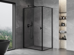 Mexen Mist-B cabine de douche pivotante gauche 100 x 120 cm, cadre noir, noir - 8A2T-100-120-70-70-L