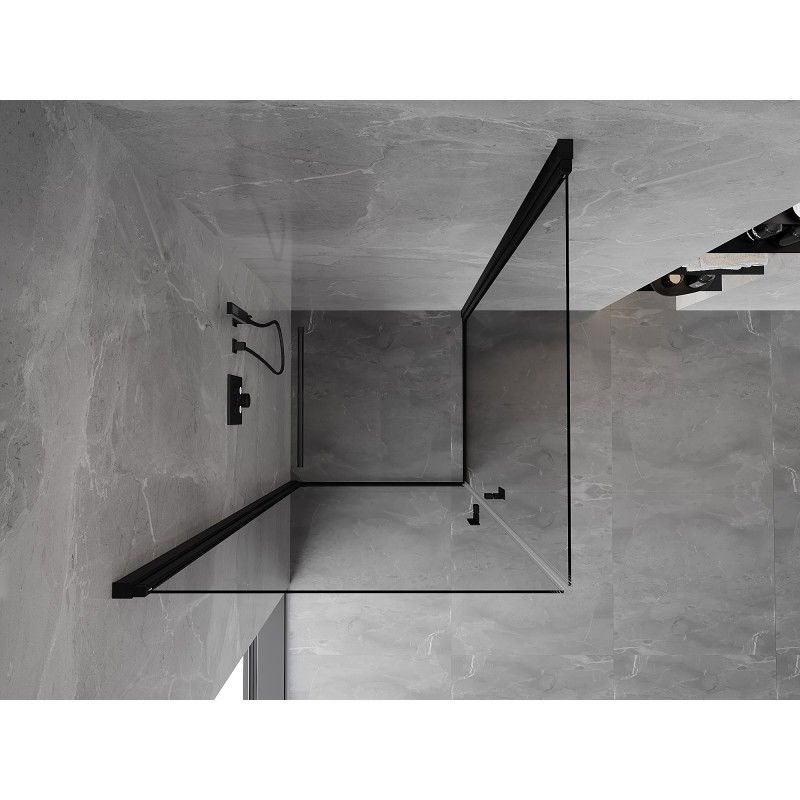 Mexen Mist-B Duo cabine de douche à battant 70 x 70 cm, transparent, noir - 8A2-070-070-70-00