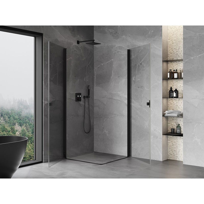 Mexen Mist-B Duo cabine de douche à battant 70 x 70 cm, transparent, noir - 8A2-070-070-70-00