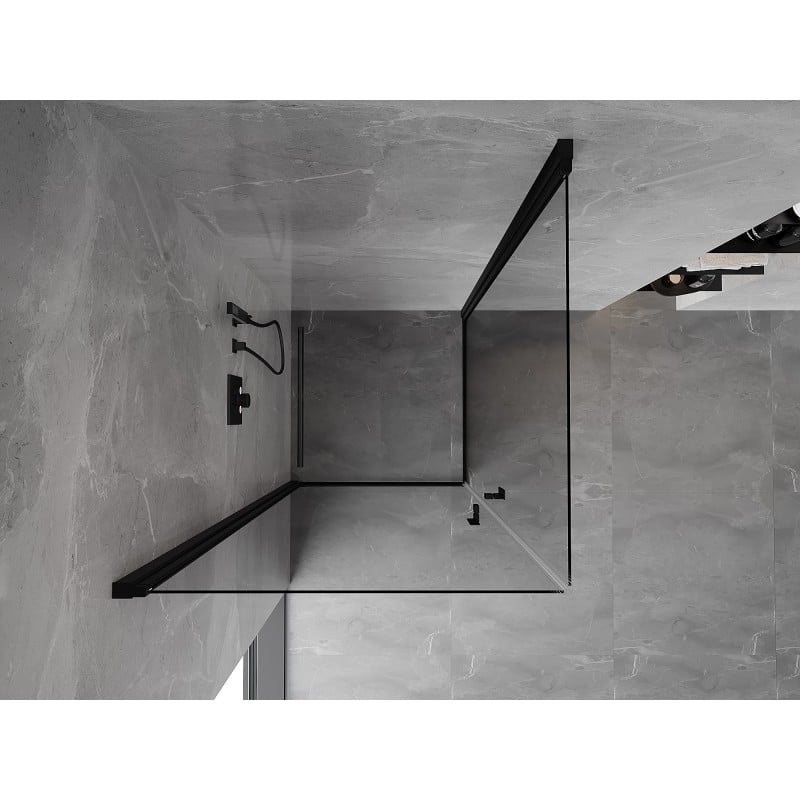 Mexen Mist-B Duo cabine de douche pivotante 75 x 75 cm, transparente, noire - 8A2-075-075-70-00