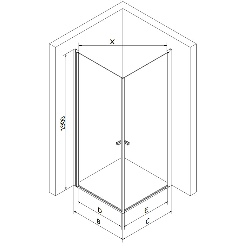 Mexen Pretoria Duo cabine de douche pivotante 100 x 90 cm, transparent, dorée - 852-100-090-50-00-02
