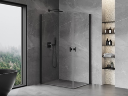 Mexen Mist-B Duo cabine de douche pivotante 95 x 80 cm, transparent, noir - 8A2-095-080-70-00