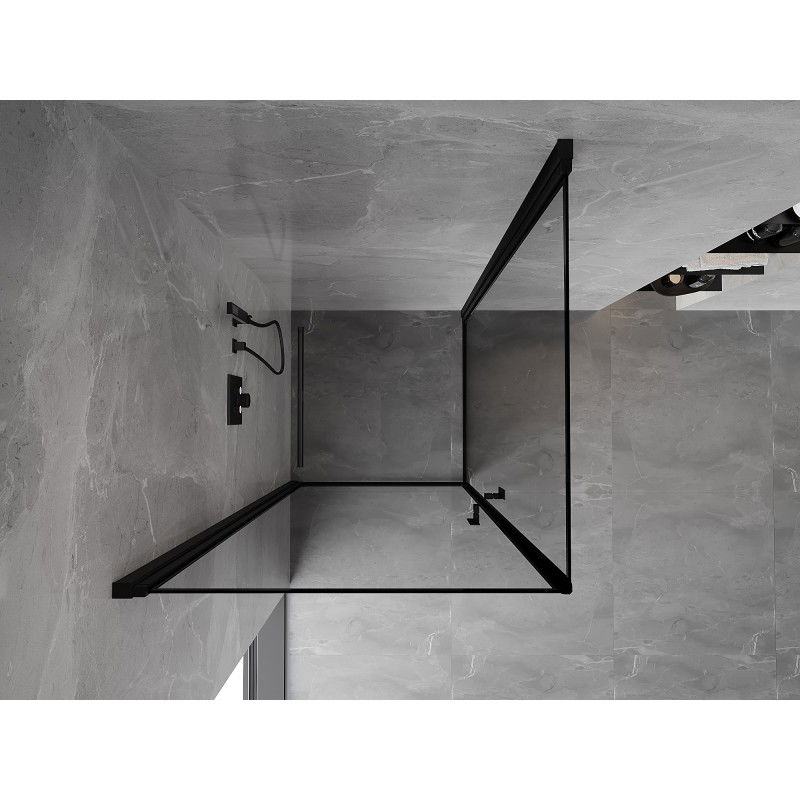 Mexen Mist-B Duo cabine de douche pivotante 80 x 80 cm, cadre noir, noir - 8A2-080L-080P-70-70