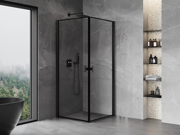 Mexen Mist-B Duo cabine de douche battante 90 x 90 cm, cadre noir, noir - 8A2-090L-090P-70-70