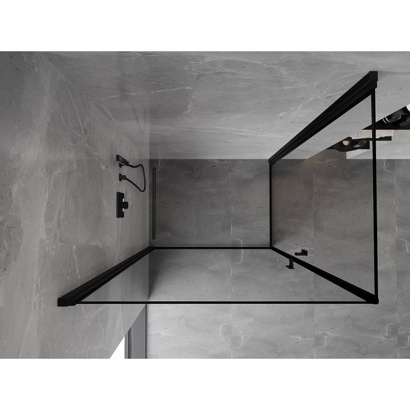Mexen Mist-B Duo cabine de douche battante 100 x 90 cm, cadre noir, noir - 8A2-100L-090P-70-70