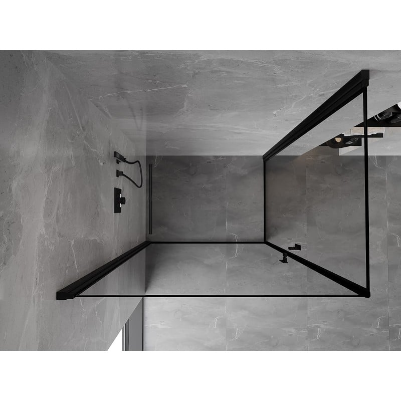 Mexen Mist-B Duo cabine de douche pivotante 80 x 100 cm, cadre noir, noir - 8A2-080L-100P-70-70