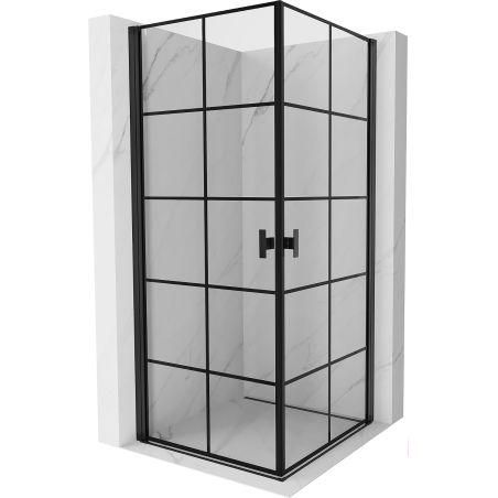 Mexen Mist-B Duo cabine de douche pivotante 90 x 90 cm, grille noire, noir - 8A2-090L-090P-70-77