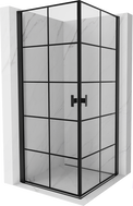 Mexen Mist-B Duo cabine de douche pivotante 100 x 100 cm, grille noire, noir - 8A2-100L-100P-70-77
