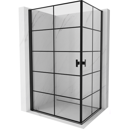 Mexen Mist-B Duo cabine de douche pivotante 70 x 80 cm, grille noire, noir - 8A2-070L-080P-70-77