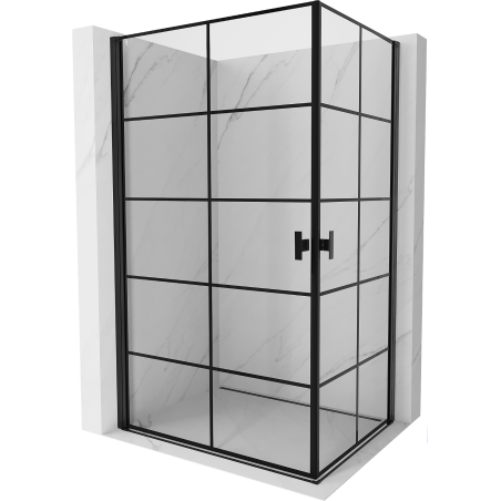 Mexen Mist-B Duo cabine de douche pivotante 90 x 80 cm, grille noire, noire - 8A2-090L-080P-70-77