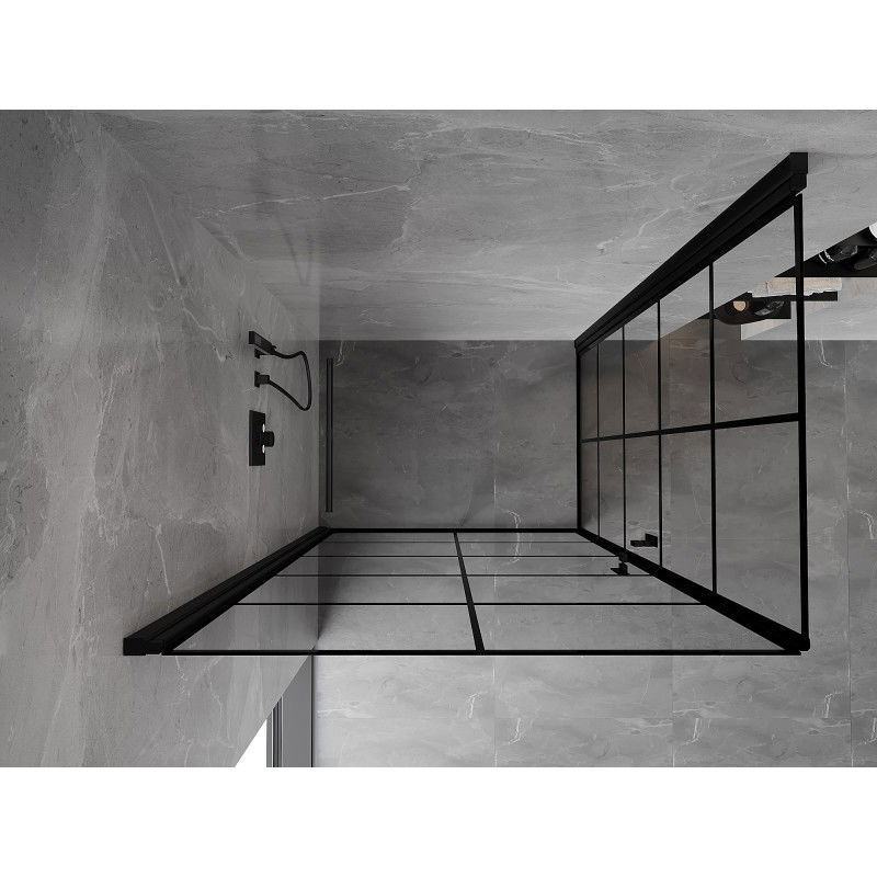 Mexen Mist-B Duo cabine de douche pivotante 70 x 90 cm, grille noire, noire - 8A2-070L-090P-70-77