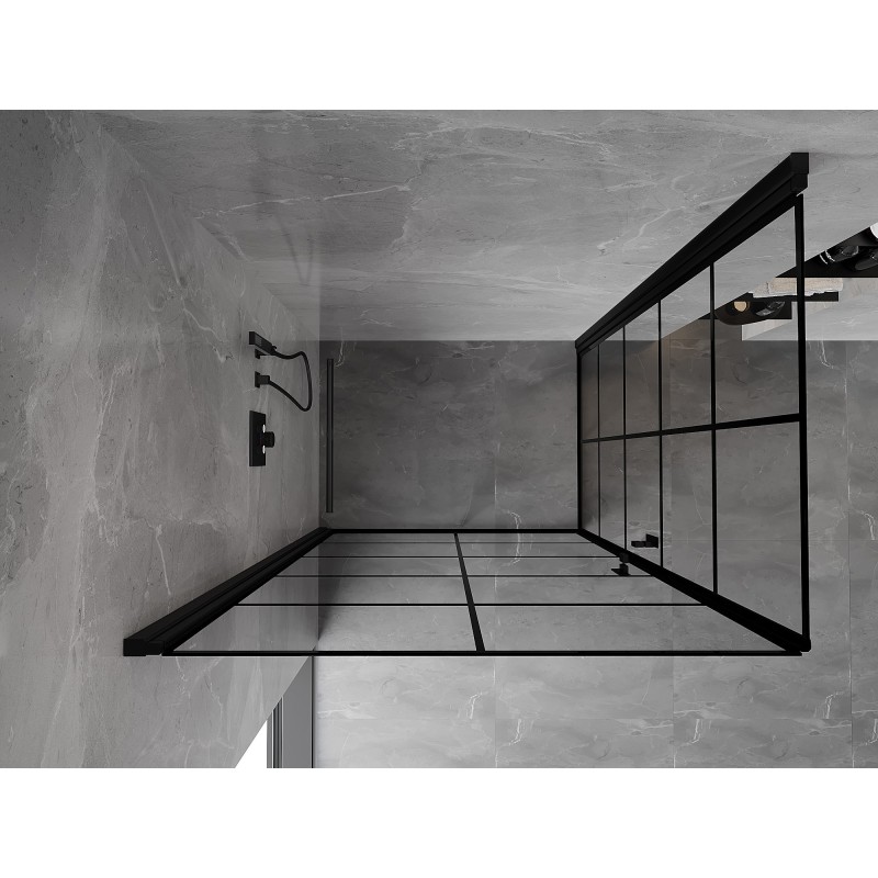Mexen Mist-B Duo cabine de douche pivotante 80 x 90 cm, grille noire, noir - 8A2-080L-090P-70-77
