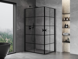 Mexen Mist-B Duo cabine de douche pivotante 100 x 90 cm, grille noire, noire - 8A2-100L-090P-70-77
