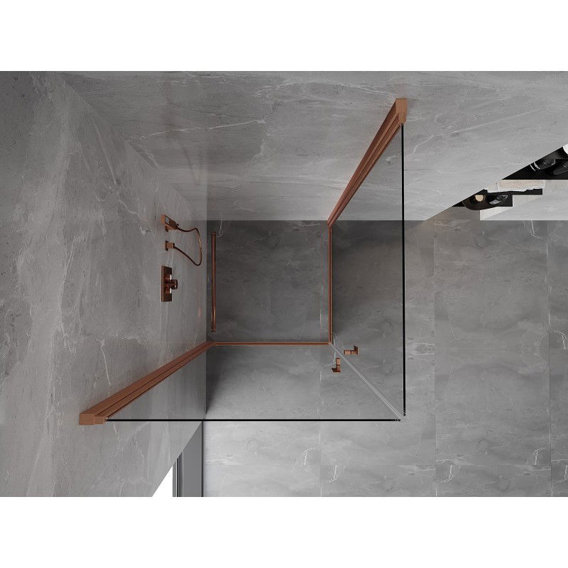 Mexen Mist-B Duo cabine de douche avec porte battante 70 x 70 cm, transparente, cuivre brossé - 8A2-070-070-65-00