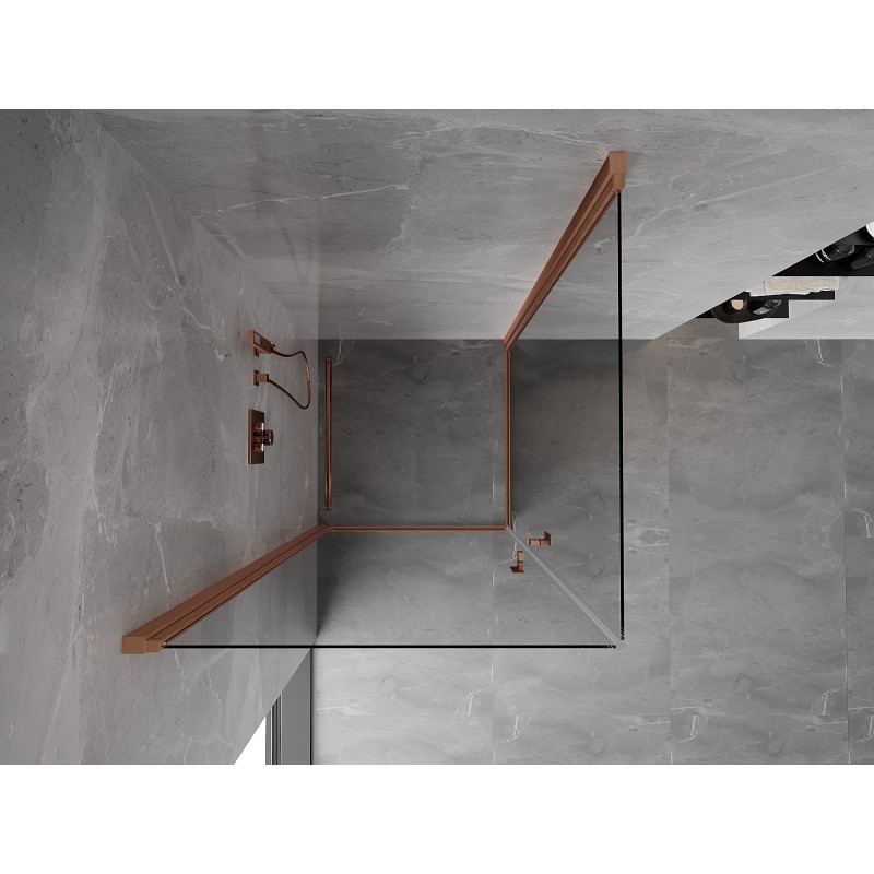 Mexen Mist-B Duo cabine de douche pivotante 75 x 75 cm, transparent, cuivre brossé - 8A2-075-075-65-00