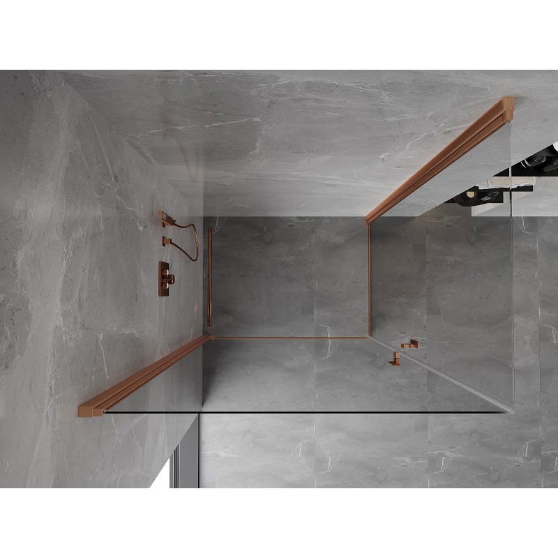 Mexen Mist-B Duo cabine de douche battante 75 x 70 cm, transparent, cuivre brossé - 8A2-075-070-65-00