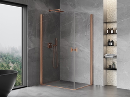 Mexen Mist-B Duo cabine de douche pivotante 85 x 70 cm, transparent, cuivre brossé - 8A2-085-070-65-00