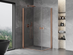 Mexen Mist-B Duo cabine de douche pivotante 100 x 80 cm, transparent, cuivre brossé - 8A2-100-080-65-00