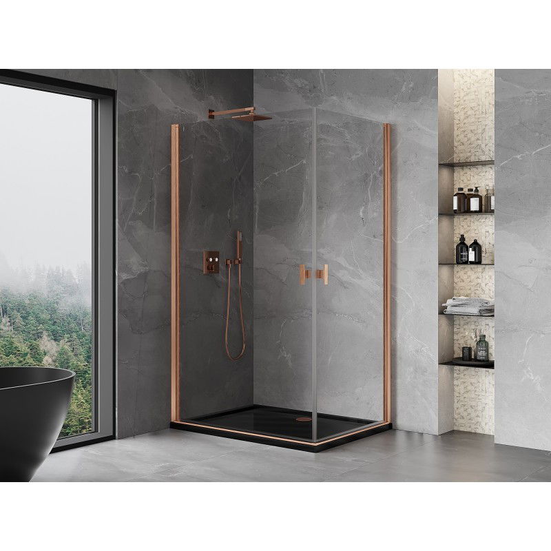 Mexen Mist-B Duo cabine de douche pivotante 95 x 90 cm, transparent, cuivre brossé - 8A2-095-090-65-00
