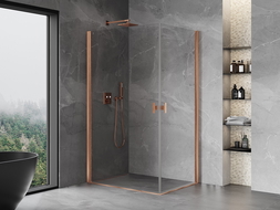 Mexen Mist-B Duo cabine de douche battante 100 x 90 cm, transparent, cuivre brossé - 8A2-100-090-65-00
