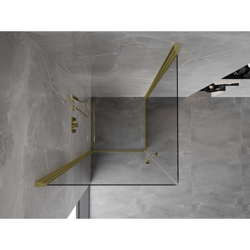 Mexen Mist-B Duo cabine de douche pivotante 75 x 75 cm, transparent, or brossé - 8A2-075-075-55-00