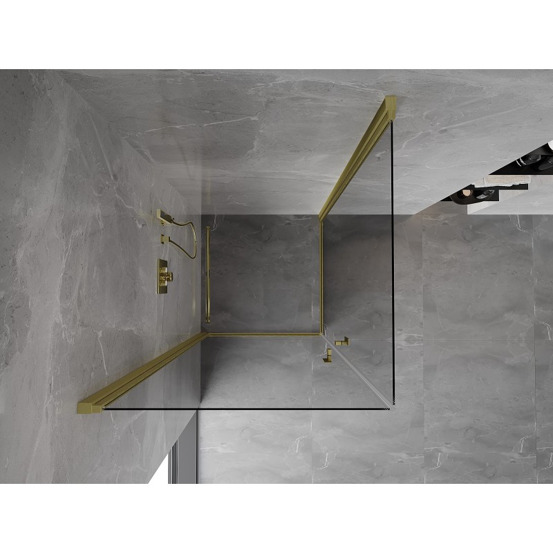 Mexen Mist-B Duo cabine de douche pivotante 90 x 90 cm, transparent, or brossé - 8A2-090-090-55-00