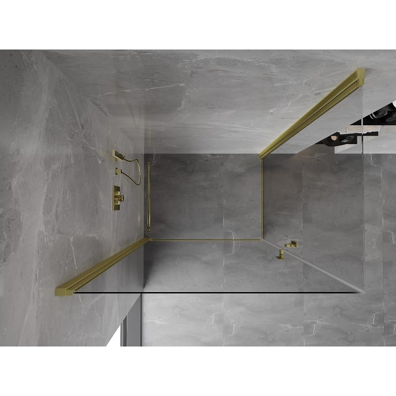 Mexen Mist-B Duo cabine de douche battante 95 x 70 cm, transparent, or brossé - 8A2-095-070-55-00