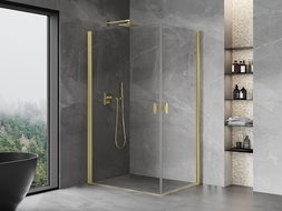 Mexen Mist-B Duo cabine de douche pivotante 100 x 90 cm, transparent, or brossé - 8A2-100-090-55-00
