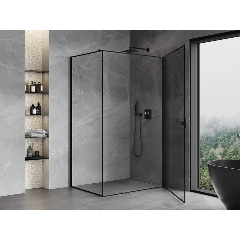 Mexen Mist-B cabine de douche pivotante droite 70 x 90 cm, cadre noir, noir - 8A2T-070-090-70-70-P