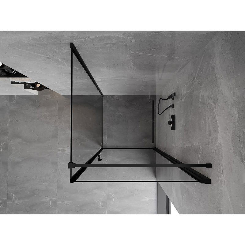 Mexen Mist-B cabine de douche pivotante droite 70 x 70 cm, cadre noir, noir - 8A2T-070-070-70-70-P