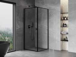 Mexen Mist-B cabine de douche pivotante droite 70 x 70 cm, cadre noir, noir - 8A2T-070-070-70-70-P