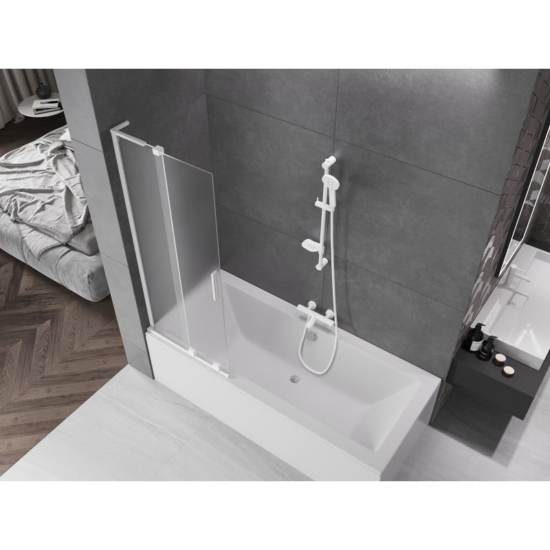 Mexen Velar L paroi de baignoire 2 volets coulissante 70 x 150 cm, givré, blanc - 896-070-003-31-20