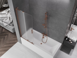 Mexen Velar L paroi de baignoire à 2 vantaux coulissants 80 x 150 cm, givré, or rose - 896-080-003-31-60