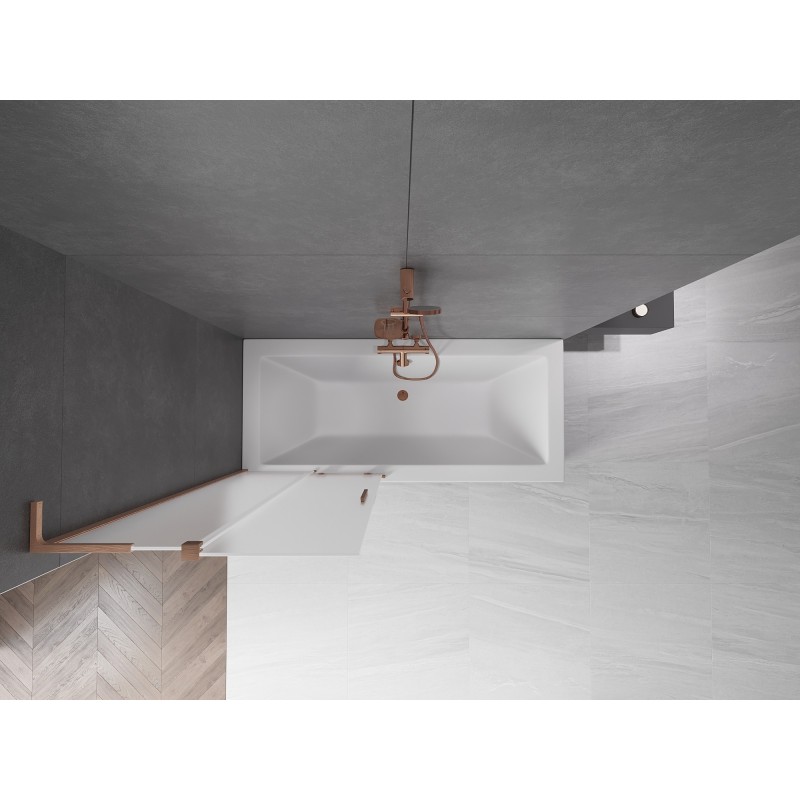 Mexen Velar L paroi de baignoire coulissante à 2 battants 80 x 150 cm, dépoli, cuivre brossé - 896-080-003-31-65