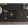 Mexen Elias évier en granit 1 bac avec égouttoir 795 x 480 mm, noir/doré métallisé, siphon doré - 6511791005-75-G