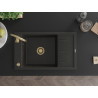 Mexen Elias évier en granit à 1 bac avec égouttoir 795 x 480 mm, noir/métallisé doré, siphon doré - 6511791005-75-G