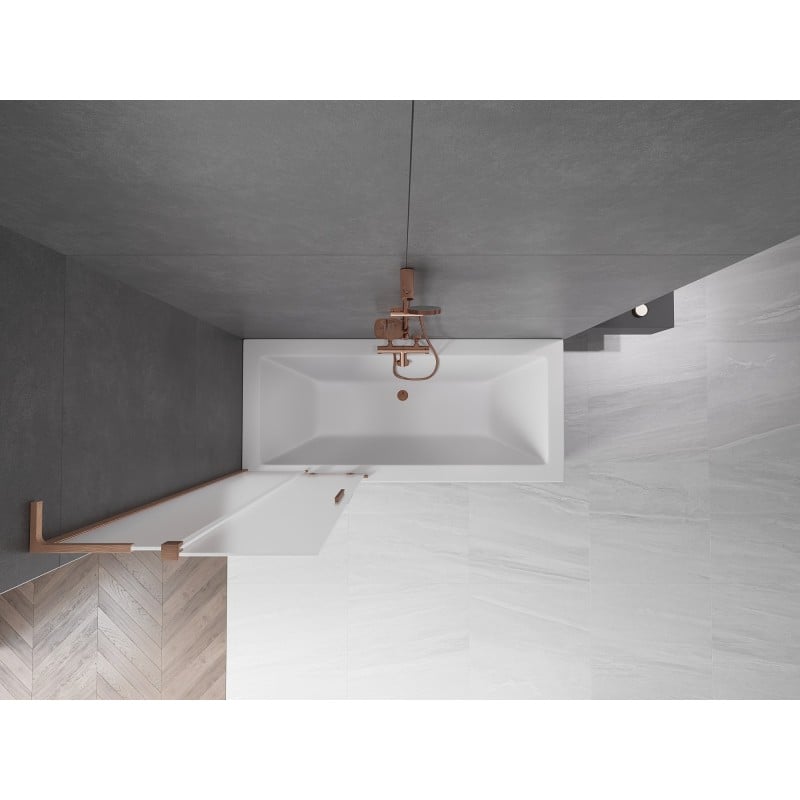 Mexen Velar L paroi de baignoire coulissante à 2 vantaux 85 x 150 cm, givré, cuivre brossé - 896-085-003-31-65