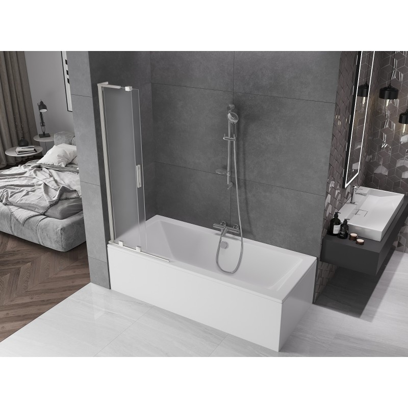 Mexen Velar L paroi de baignoire coulissante à 2 panneaux 85 x 150 cm, givrée, nickel brossé - 896-085-003-31-97