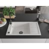 Mexen Elias évier en granit 1 cuve avec égouttoir 795 x 480 mm, blanc, siphon noir - 6511791005-20-B