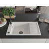 Mexen Elias évier en granit à 1 bac avec égouttoir 795 x 480 mm, blanc, siphon noir - 6511791005-20-B