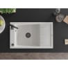 Mexen Elias évier en granit 1 cuve avec égouttoir 795 x 480 mm, blanc, siphon noir - 6511791005-20-B
